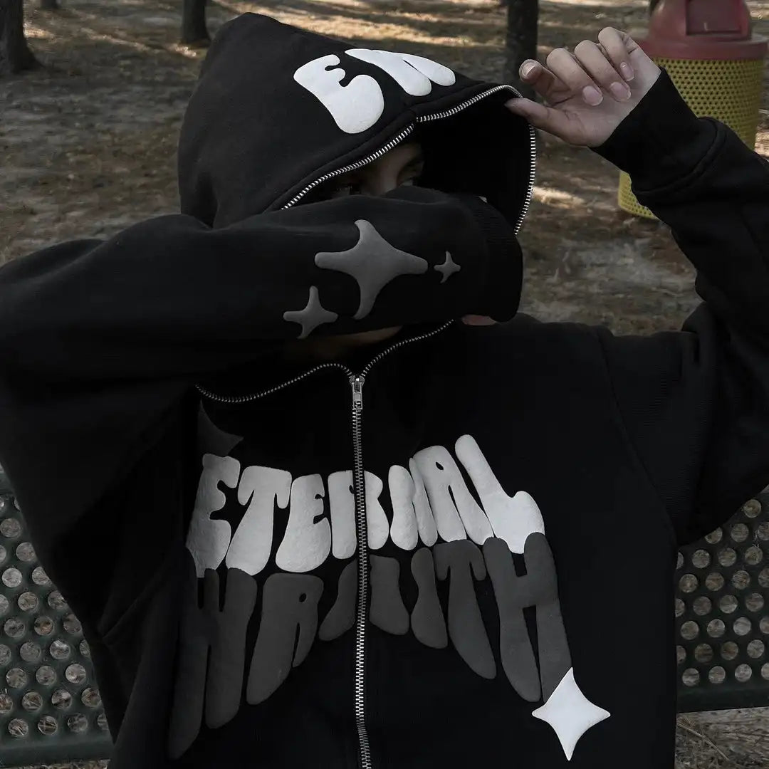 Harajuku Oversized Diamond skull Print Streetwear Hoodie Vintage Streetwear Tops Sweatshirt Goth Hoodies Women Y2k Clothes Street King Limited