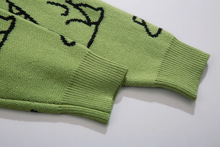 Fashion Knitted Sweater Autumn Winter O-neck Dinosaur Pattern Pullover Streetwear Unisex Casual Loose Sweaters Jumper Knitwears Street King Limited