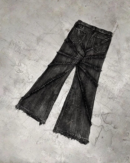 2023 street retro raw edge high waist skinny jeans mens y2k fashion casual loose versatile distressed wide leg jeans womens unique jeans style 1579