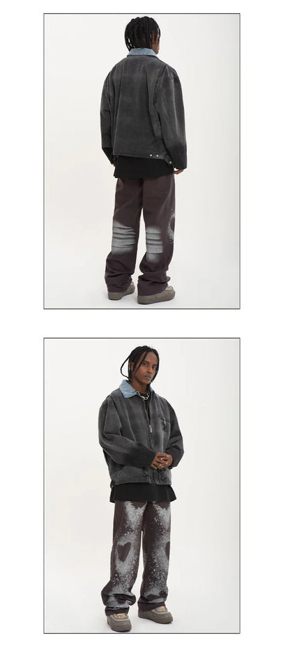 fashion loose streetwear denim pants unisex casual graffiti print wide legs jean pants hip hop trousers joggers mens baggy jeans unique joggers style 1888