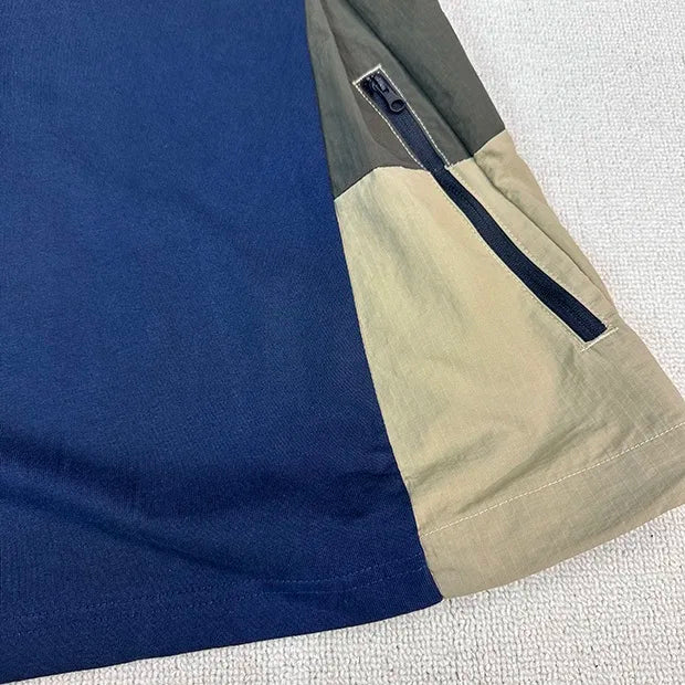 Side stitching color bump hem drawstring plus two layers of short-sleeved shirt profile Street King Limited