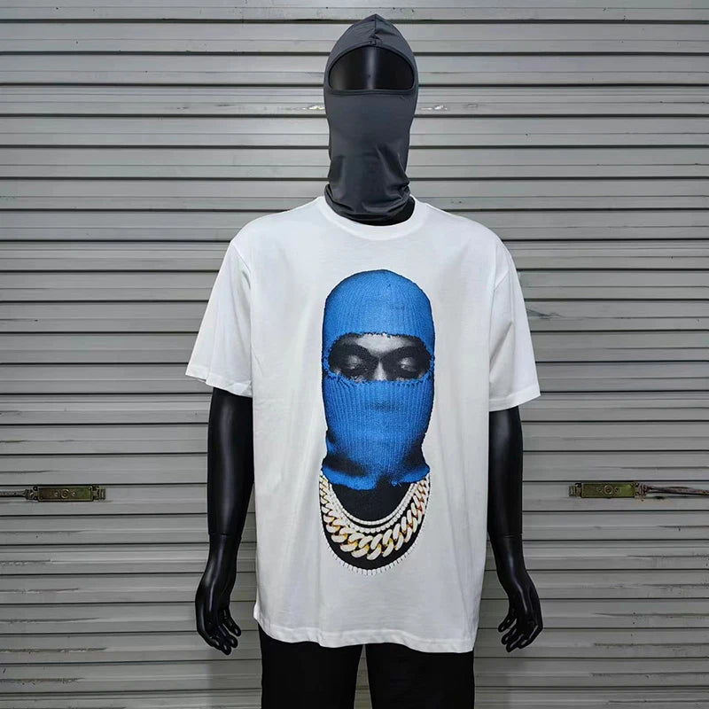 2024ss New IH NOM UH NIT T-shirt Masked Gold Necklace Printing Men Woman Good Quality Chaopai Top Tees Street King Limited