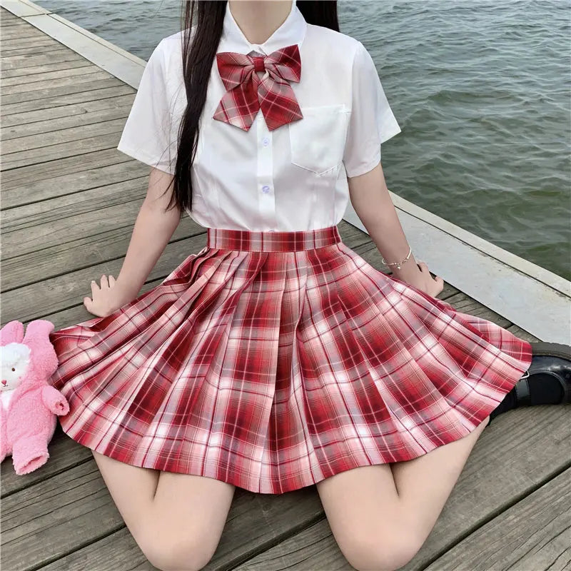 Jk Uniforms Gyaru School Uniform for Girl Student Pleated Skirt Uniform Set Women Short Sleeve Bow Tie Seifuku Japanese Style Street King Limited