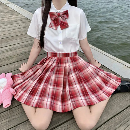 Jk Uniforms Gyaru School Uniform for Girl Student Pleated Skirt Uniform Set Women Short Sleeve Bow Tie Seifuku Japanese Style Street King Limited