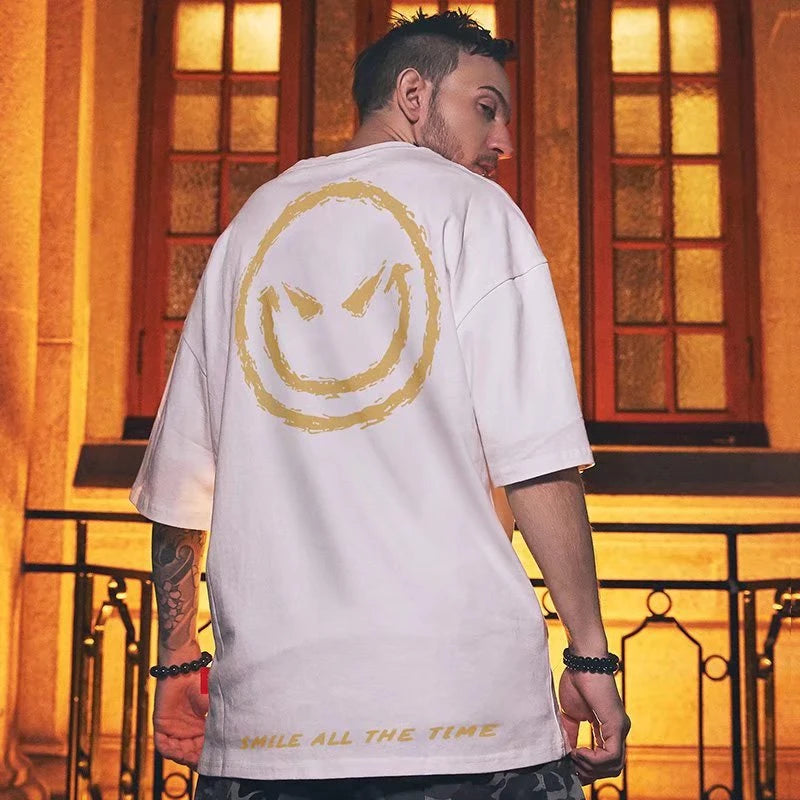Summer Smile Print graphic t shirts Harajuku Fashion Casual Cool T-shirt Men Women Streetwear Funny T Shirt y2k clothes Street King Limited