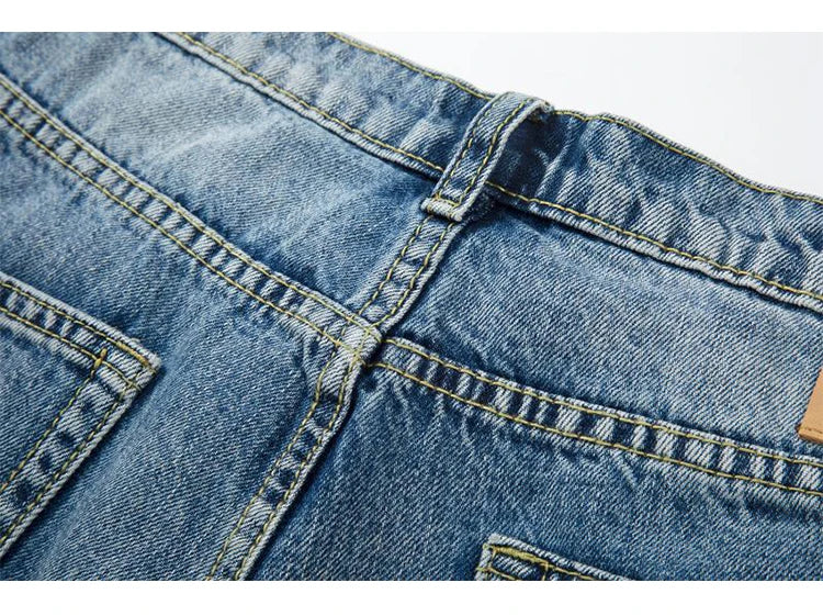fashion ripped destroied jeans trousers distressed biker jeans with stars high street slim pants joggers denim jeans for men unique joggers style 2256
