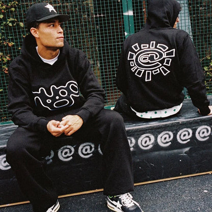 Harajuku Logo Embroidery Thick Fleece Hooded Hoodies for Men and Women Pullover Baggy Casual Sweatshirts Oversized Loose Hoody Street King Limited