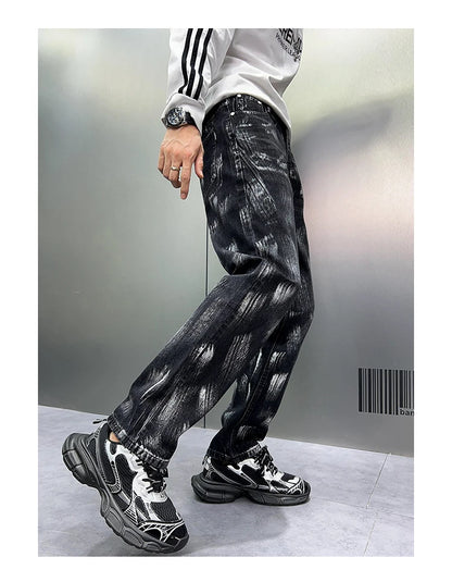 2024 y2k fashion streetwear wide leg denim pants men loose straight jeans high street spring autumn graffiti baggy trousers unique jeans style 949
