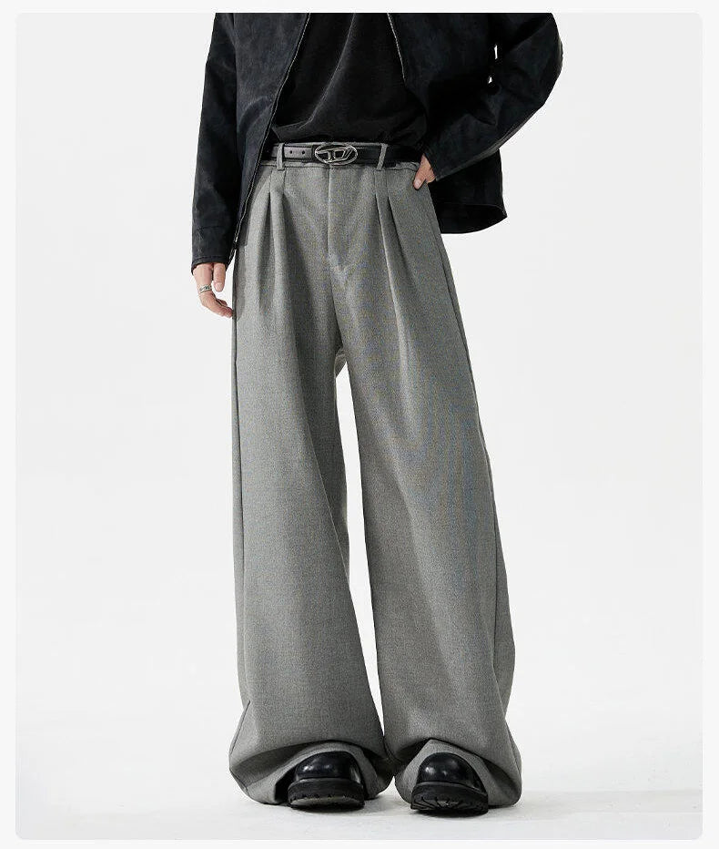 men loose casual korean streetwear fashion vintage straight wide leg suit pants trousers cityboy baggy pants unique default style 1603