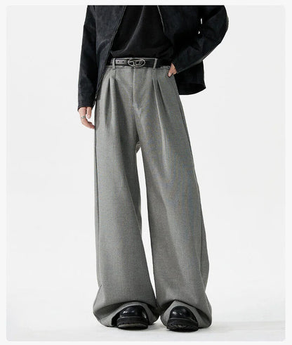men loose casual korean streetwear fashion vintage straight wide leg suit pants trousers cityboy baggy pants unique default style 1603