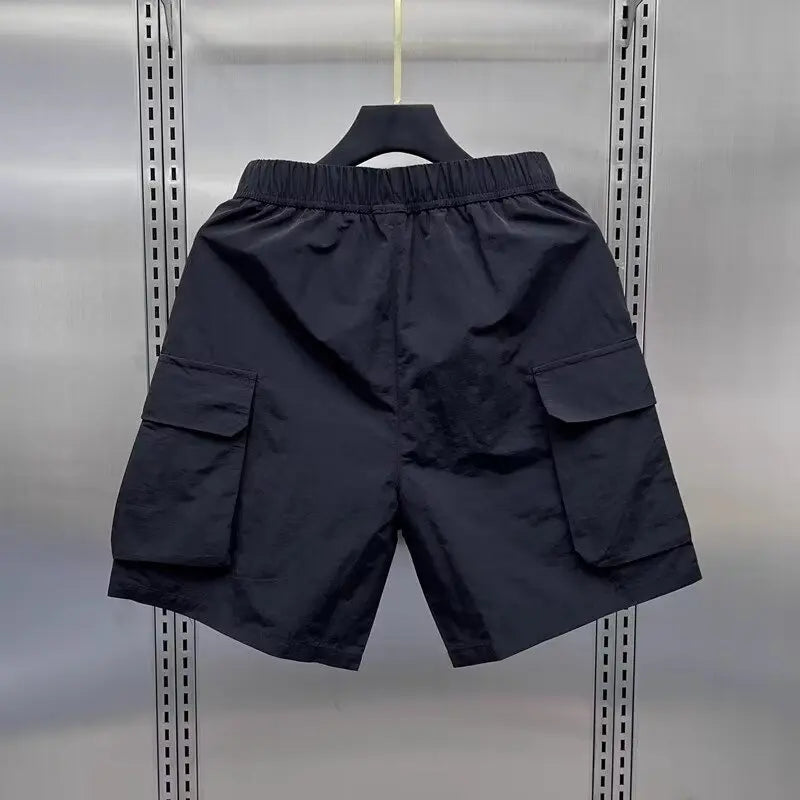Men Shorts Summer Outdoor Glossy Cool Feeling Quick Dry Wide Leg Pants Functional Wind Large Pockets Trendy Men Workwear Shorts Street King Limited