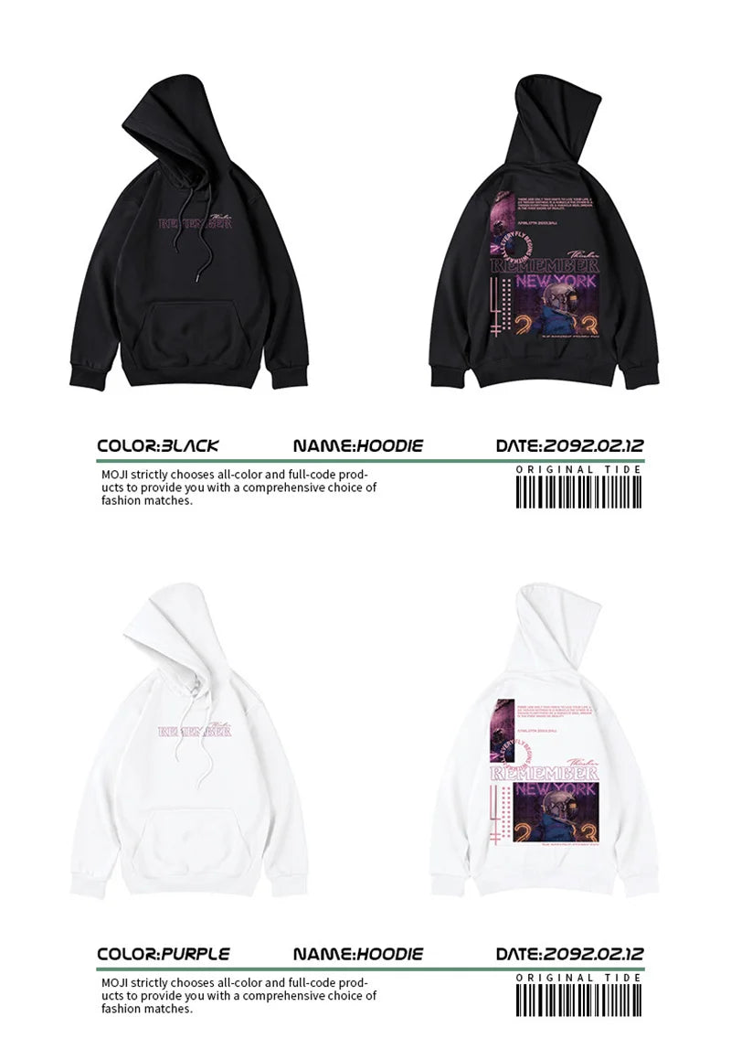 Subway Astronaut Gothic Print Men's Sweatshirt Autumn Pullover Streetwear 2025 Fleece Hoodies Hip Hop Y2K Hoodie Clothes Street King Limited