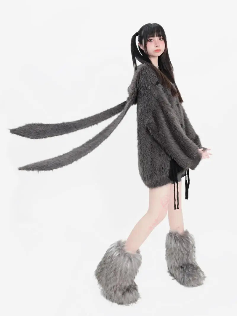plush faux mink fur thick cardigan sweater jacket for women pro choice loose medium to long style coat women winter y2k tops urban fashion pants
