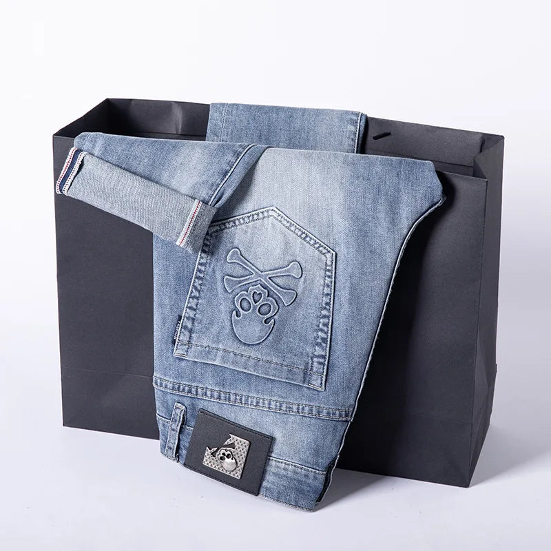 high 2023 new classical pirate metal skull bone luxurious embroidered jeans cotton denim pants comfort casual jeans 28 38 204 unique jeans style 62