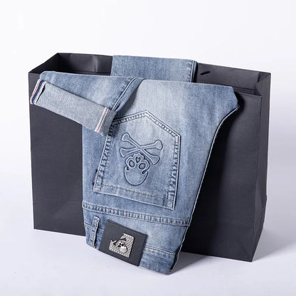 high 2023 new classical pirate metal skull bone luxurious embroidered jeans cotton denim pants comfort casual jeans 28 38 204 unique jeans style 62