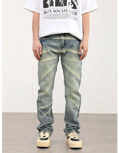 retro striped washed denim jeans flare pants unisex hip hop fashion streetwear harajuku loose straight y2k mens jeans joggers unique joggers style 3377