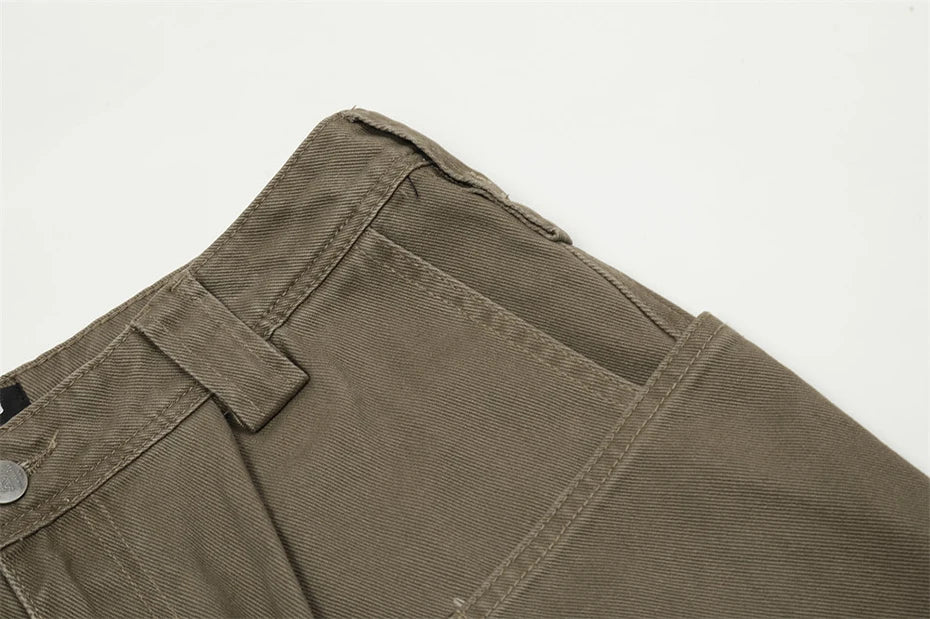 american style cargo jeans mens black loose straight denim pants casual baggy jeans trousers unique cargo style 2736
