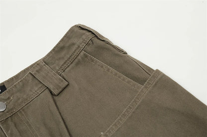 american style cargo jeans mens black loose straight denim pants casual baggy jeans trousers unique cargo style 2736