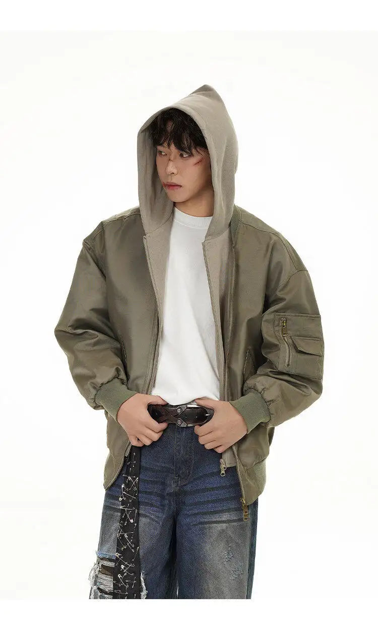 splice hat flight jacket men women streetwear fashion loose casual short hooded bomber jacket couple hoody coat outerwear unique shorts style 619