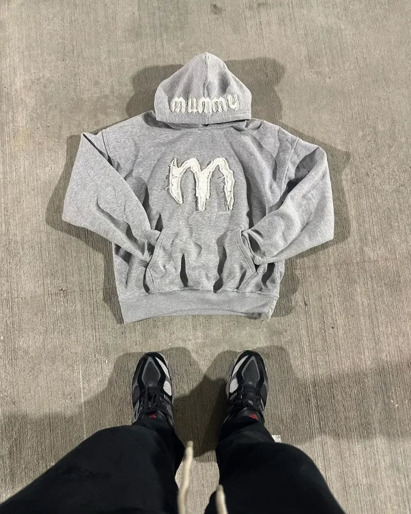 Y2k American High Street Fashion Brand Letter Embroidery Oversized Pullover Hoodie Women Fashionable Casual Loose Sweatshirt Men Street King Limited