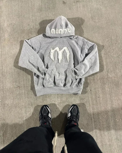 Y2k American High Street Fashion Brand Letter Embroidery Oversized Pullover Hoodie Women Fashionable Casual Loose Sweatshirt Men Street King Limited