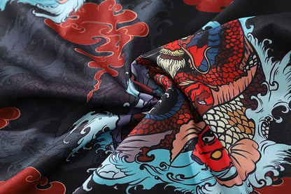 Streetwear Dragon Print Hawaiian Shirt Mens Hip Hop Harajuku Streetwear Button Up Dragon Print Hawaiian Shirt Mens Hip Hop Harajuku Streetwear Button Up Beach Shirt Chinese Style Short Sleeve Casual Tops Shirt Fashion Sweater Jacket With Graphic Design For Men