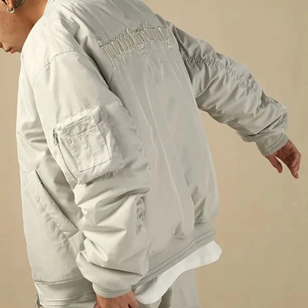 Mens Thickened Cotton Coat Handsome Chic  Elegant Autumn And Winter Casual Cotton Coat Japanese Embroidered Flight Jacket Street King Limited