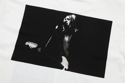 Vintage Band Cobain Portrait Print Heavyweight Short Sleeve High Street Casual Loose Cotton 90S Rock T-shirt High-quality Tops Street King Limited