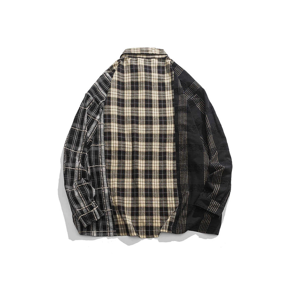 Streetwear Autumn Plaid Shirts Men Harajuku Hip Hop Streetwear Shirts Coats Long 2024 Autumn Plaid Shirts Men Harajuku Hip Hop Streetwear Shirts Coats Long Sleeve Loose Casual Button Up Blouse Y2K Tops Fashion Sweater Jacket With Graphic Design For Men