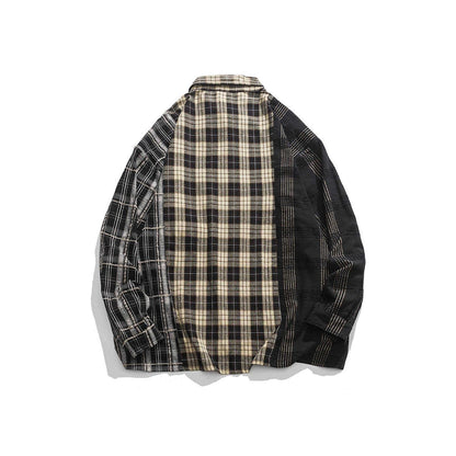 Streetwear Autumn Plaid Shirts Men Harajuku Hip Hop Streetwear Shirts Coats Long 2024 Autumn Plaid Shirts Men Harajuku Hip Hop Streetwear Shirts Coats Long Sleeve Loose Casual Button Up Blouse Y2K Tops Fashion Sweater Jacket With Graphic Design For Men