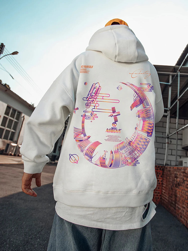High Street Graffiti Graphic Hoodie Mens Loose Fleece Hoodies Harajuku Hip Hop Oversize Casual Hooded Sweatshirts Y2K Clothes Street King Limited