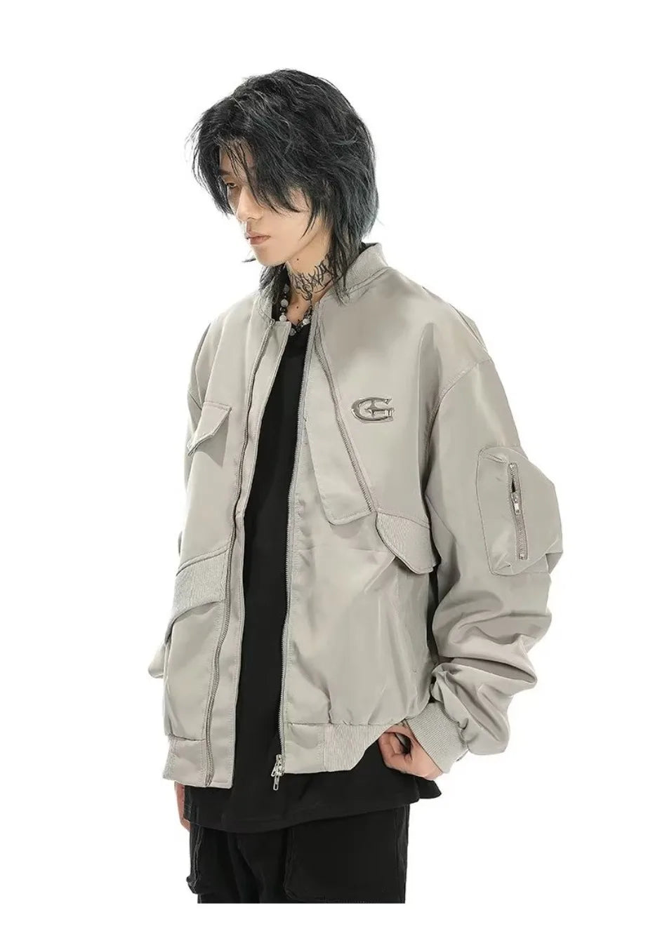 american street pilot jacket mens spring irregular trend loose tooling male coats zipper multiple pockets couple baseball jersey unique default style 3298