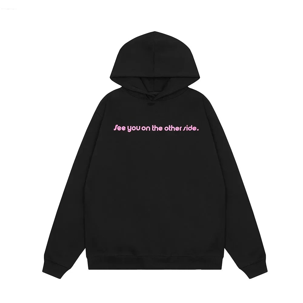 Y2k Cactus Jack Letter Pullover Black Hooded Hoodies for Men and Women Streetwear Ropa Hombre Sudaderas Oversized Sweatshirts Street King Limited