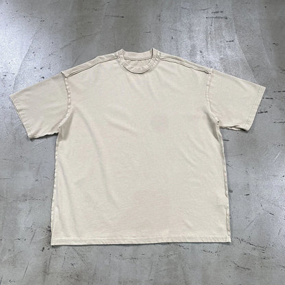 2024 Summer New Washed Oversized Tshirt Worn Out Retro Distressed Tee Raw Edge Men's Cotton Short Sleeved Tie Dyeing T-shirt Street King Limited