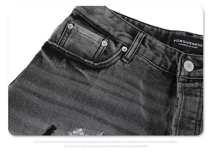 Splashing ink to wash old baggy retro jeans Street King Limited