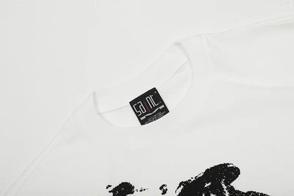 Summer New SAINT T-shirt Chaopai 3D Steel Nails Direct Spray Printing Cotton Loose Casual Men Woman Top Tees Street King Limited