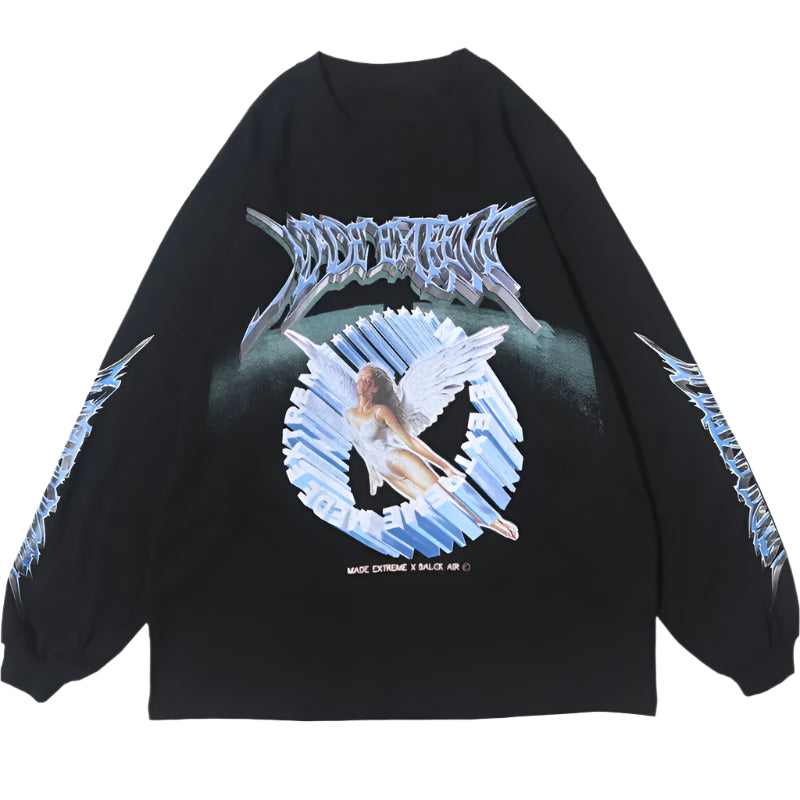 GONTHWID Creative 3D Angel Print Long Sleeve Tees Shirts Streetwear Hip Hop Hipster Casual Loose Tshirts Men Fashion Tops Street King Limited