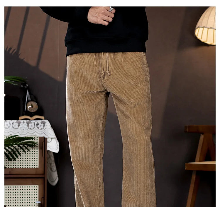 men american retro casual pure cotton corduroy pants japanese streetwear amikaji fashion straight cargo pant trouser unique cargo style 1880