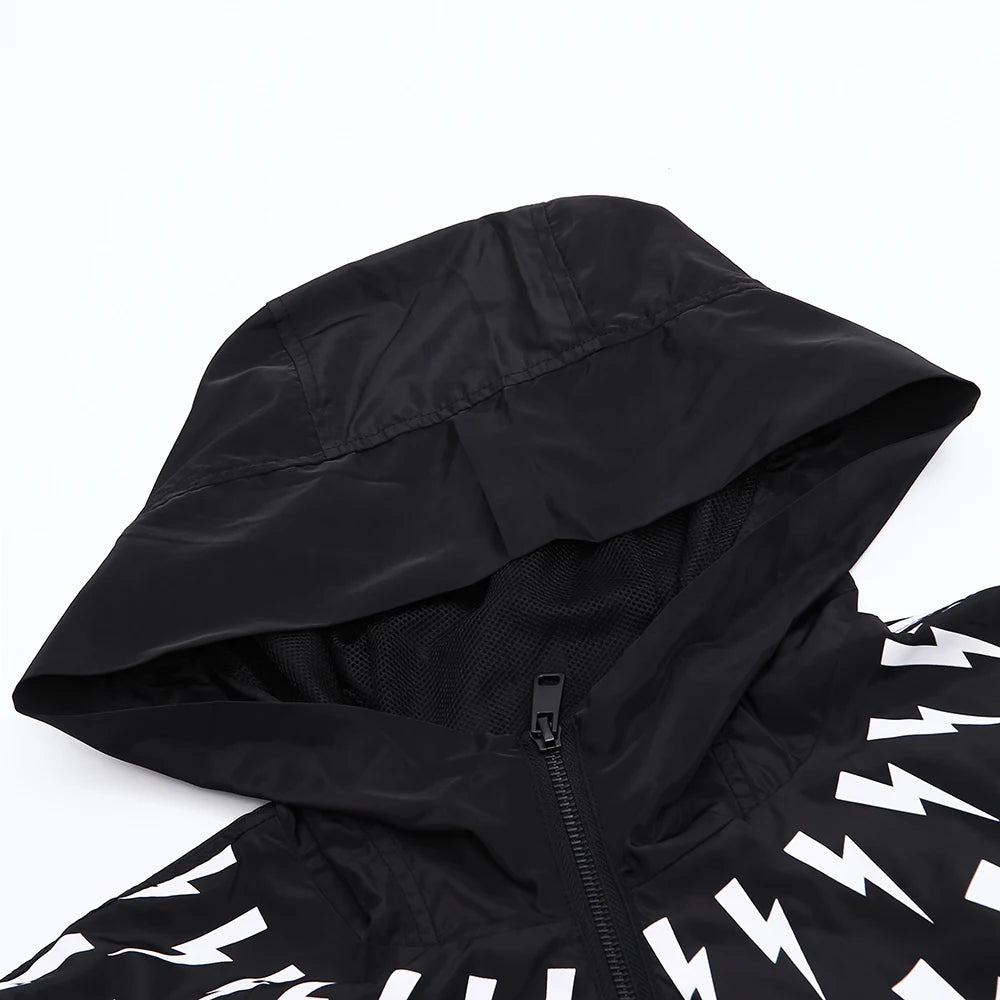 New luxury Men 2023 Classic Neil Thunderbolt Zipper Windbreak Windproof Parka Jackets With Hoody Outdoor Wear Thin #426 Street King Limited
