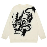 Men's Chinese Dragon Print Sweater New Year Limited Knitted Jumper Winter Oversized Thickened Warm Pullover Soft O-Neck Sweater Street King Limited