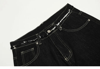 men women streetwear fashion loose casual wide leg straight black denim jeans pant boyfriend y2k baggy jeans trousers unique jeans style 2262