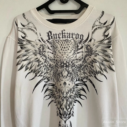 Harajuku Tapout Graphic T Shirts Gothic Oversized Casual Clothes Y2k Tops Autumn long sleeves Streetwear Goth Women Clothing Street King Limited