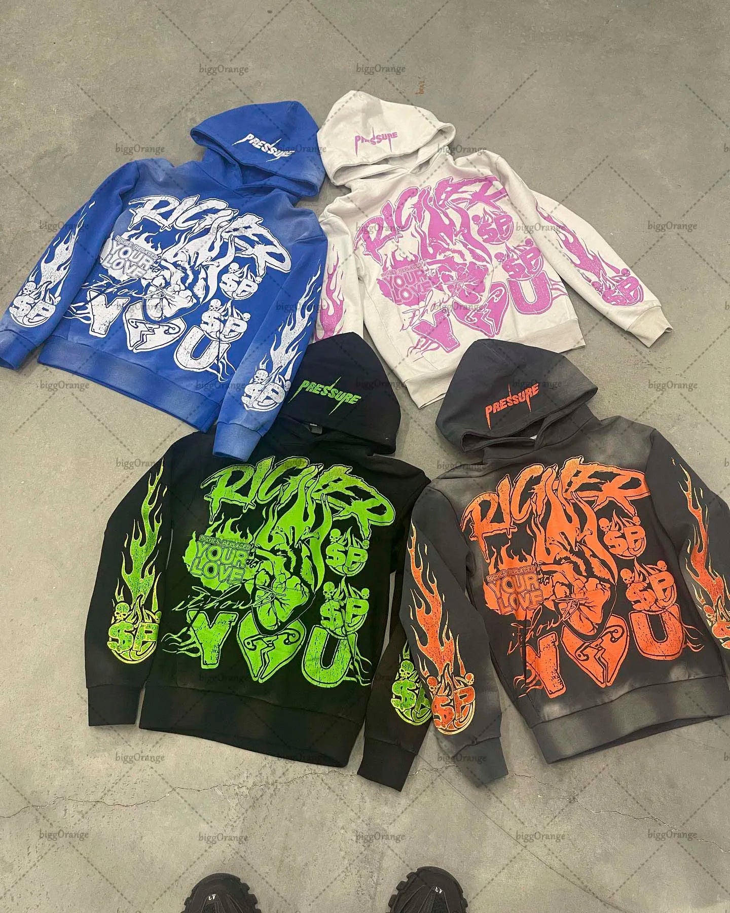American 2023 New Color Letter Gothic Print Oversized Hoodie Women's Y2K High Street Hip-Hop Loose Pullover Sweatshirt Women's Street King Limited
