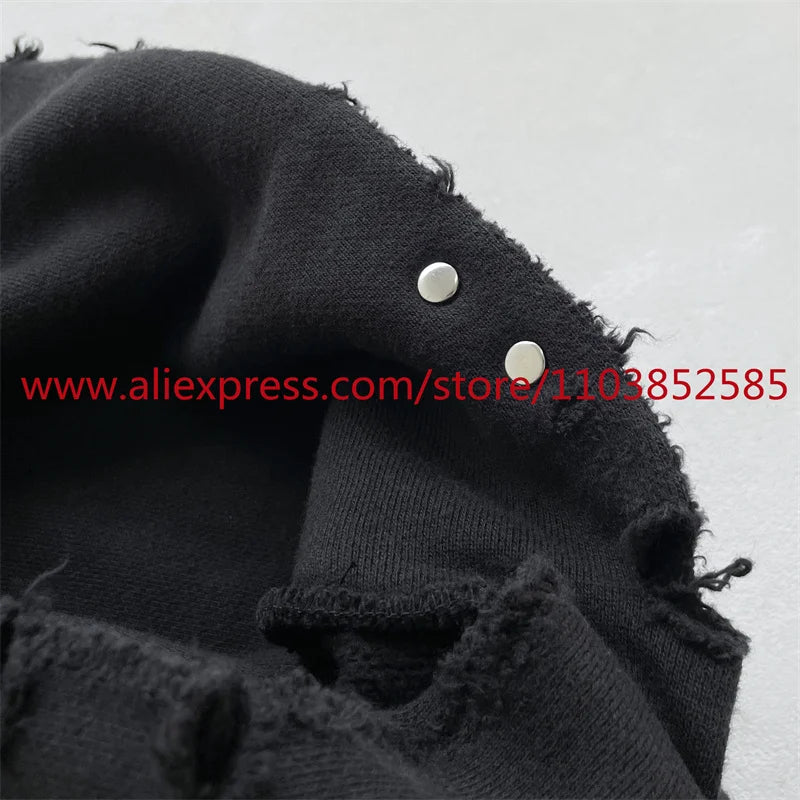 2024 Autumn/Winter High Street Basic Vintage Damaged Hole Loose Hoodie Hoodie Hoodie Hoodie Jacket Long Sleeve Heavy Weight Street King Limited