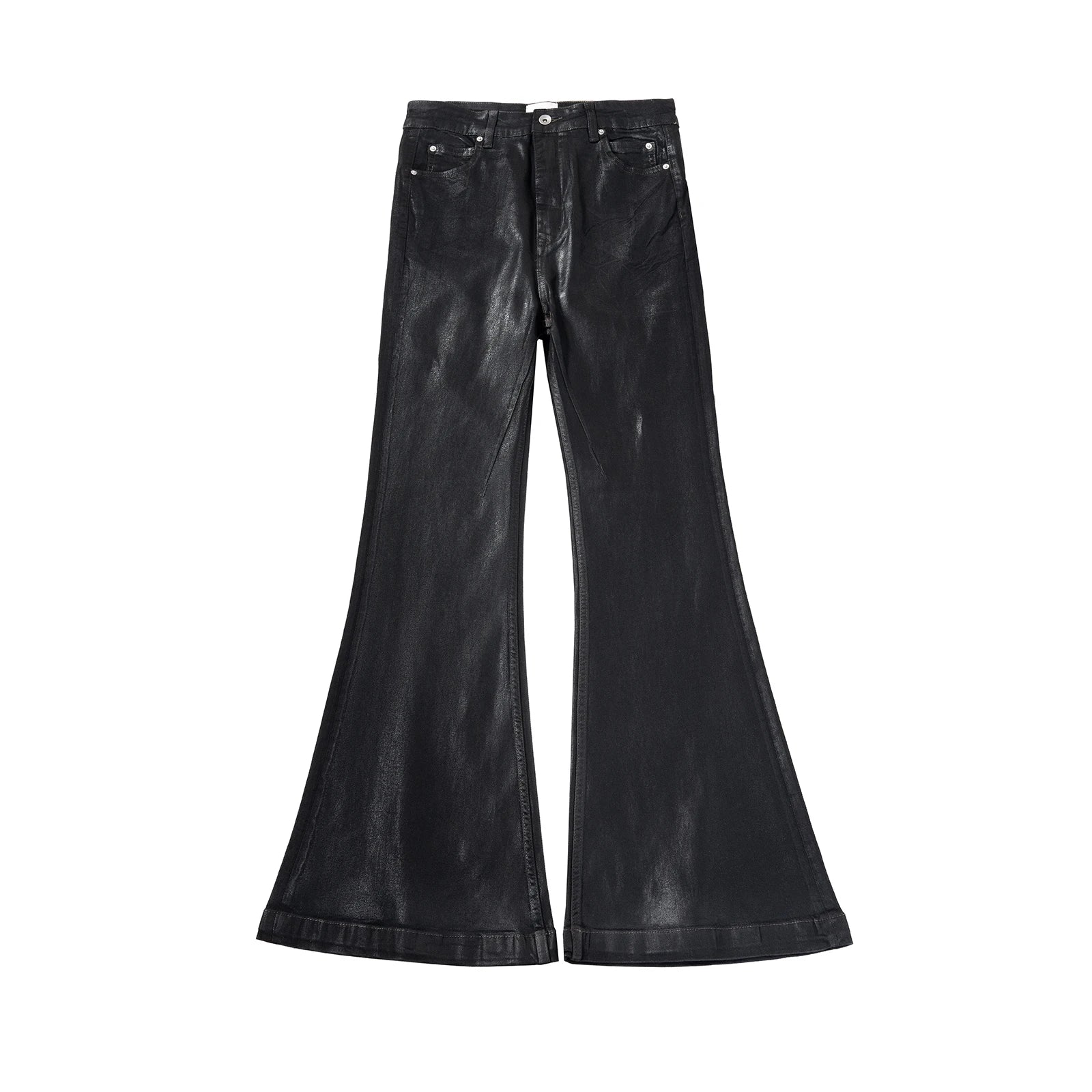 Streetwear Black Wax Leather Strecth Jeans for Men Ropa Hombre Baggy Y2k Flare Pants Oversized Straight Denim Trousers Street King Limited