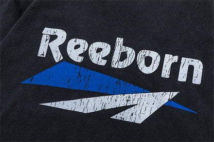 2024 New FP Vintage Retro Letter Reeborn Printing High-Street Distressed Casual Tops T-Shirt Street King Limited
