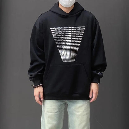 Oversized Flame Graphic Hoodie for Men