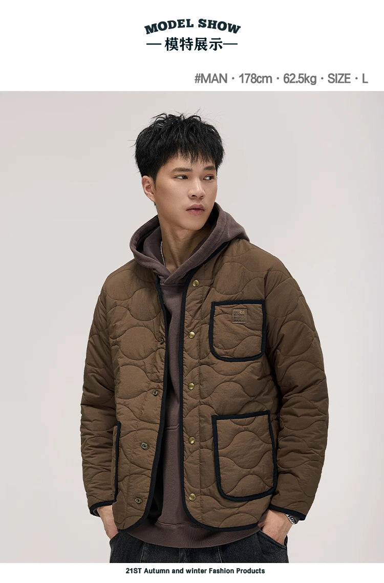 autumn winter quilted jacket men thick plaid blazer jacket commuter man business streetwear fashion suit coat outerwear unique default style 1389