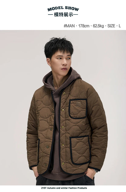 autumn winter quilted jacket men thick plaid blazer jacket commuter man business streetwear fashion suit coat outerwear unique default style 1389