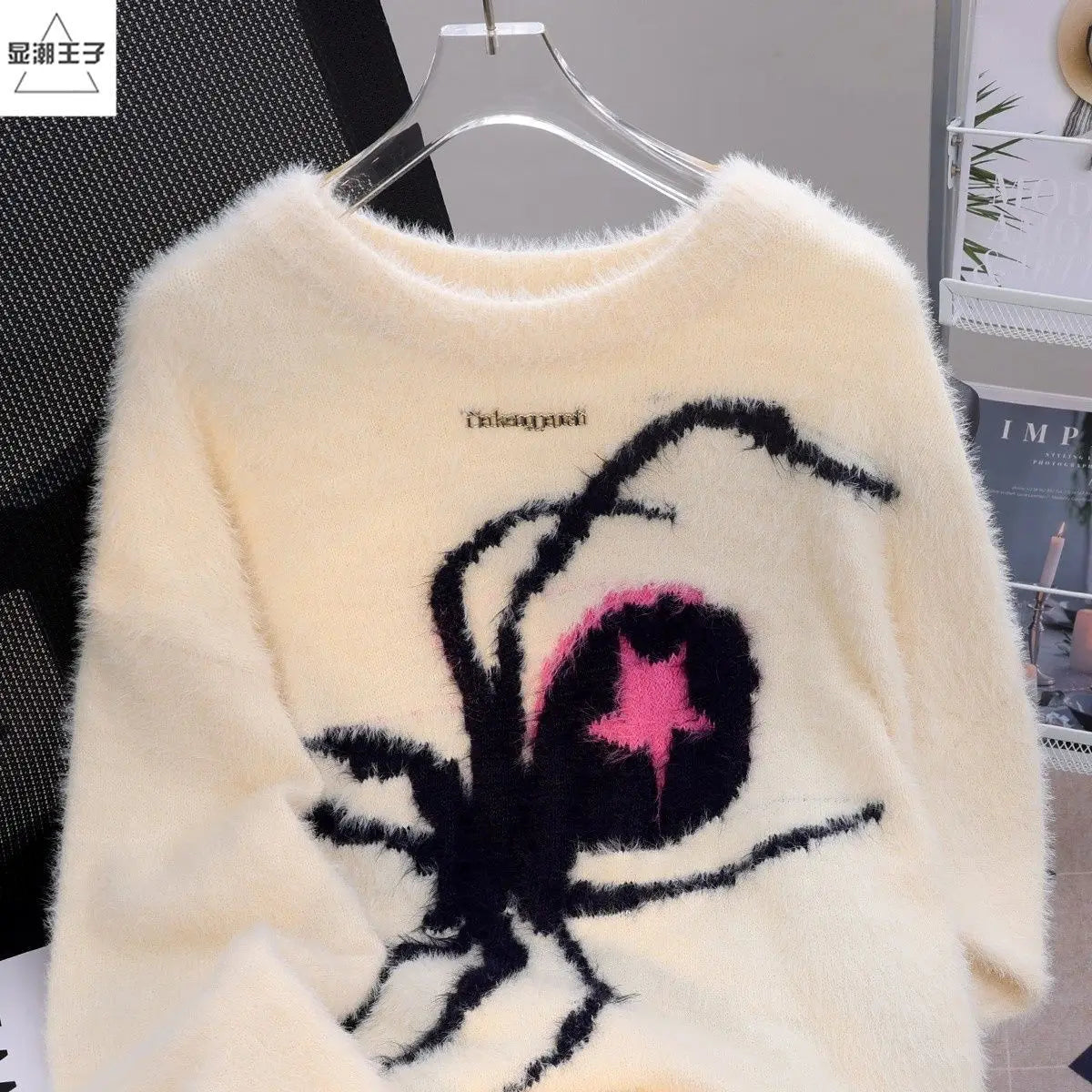 American Spider Sweater Women's Loose and Lazy Style Couples Knitted y2k Oversized harajuku wintage Sweater pullover men clothes Street King Limited